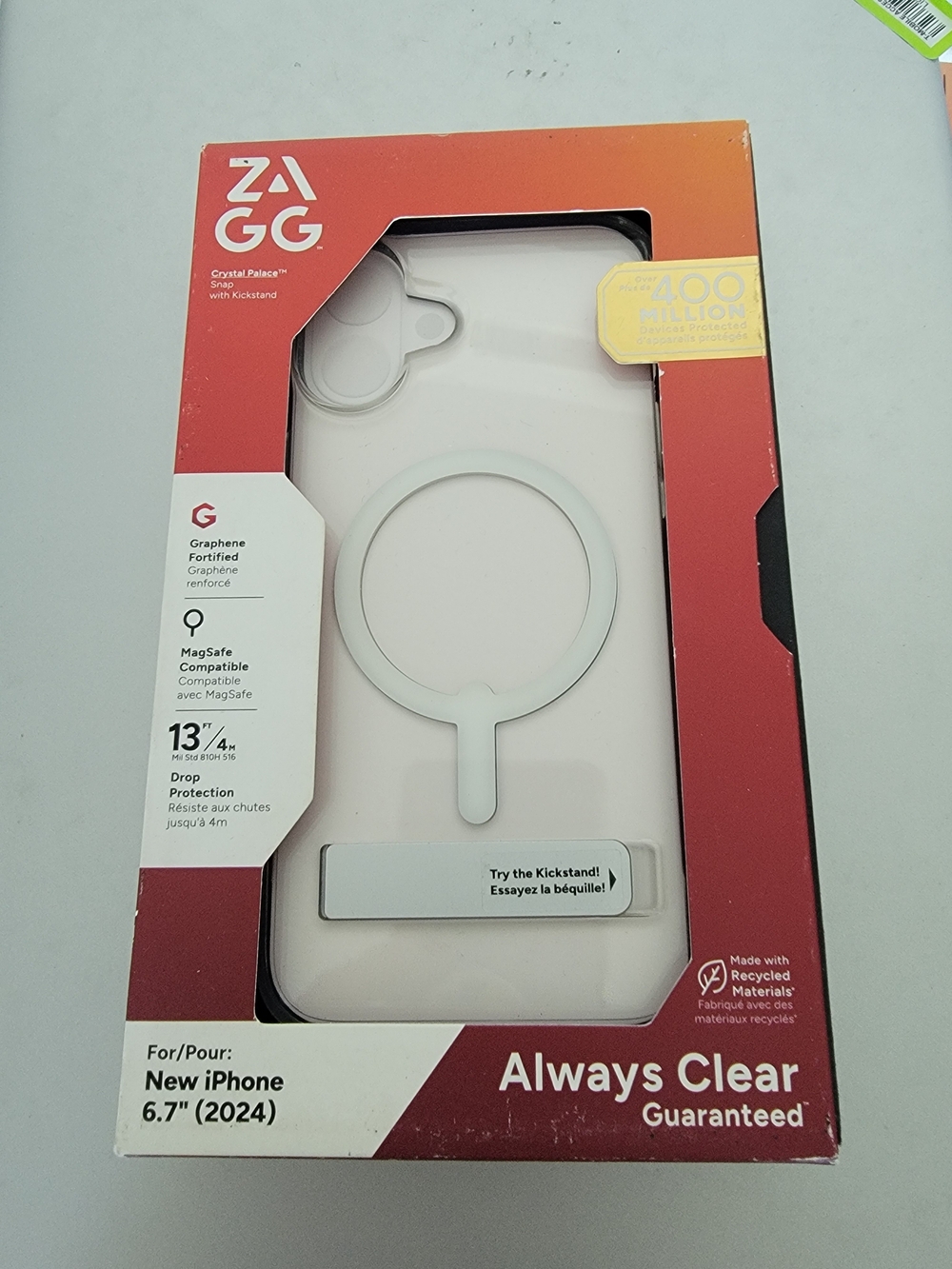 Zagg MagSafe Compatible Case for New iPhone 16 Plus - Clear with Kickstand